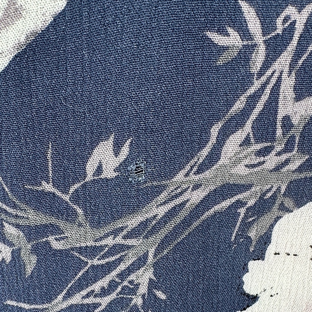 Boho Causal Chic Resort/Beachwear Navy Floral Kimono with Pink Blossoms Open SzL - Picture 8 of 9